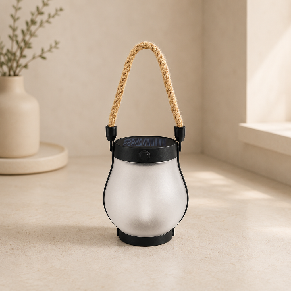 Solar Flame Lantern, 22 LED Lights, 1500 mAh Battery, Type-C Charging