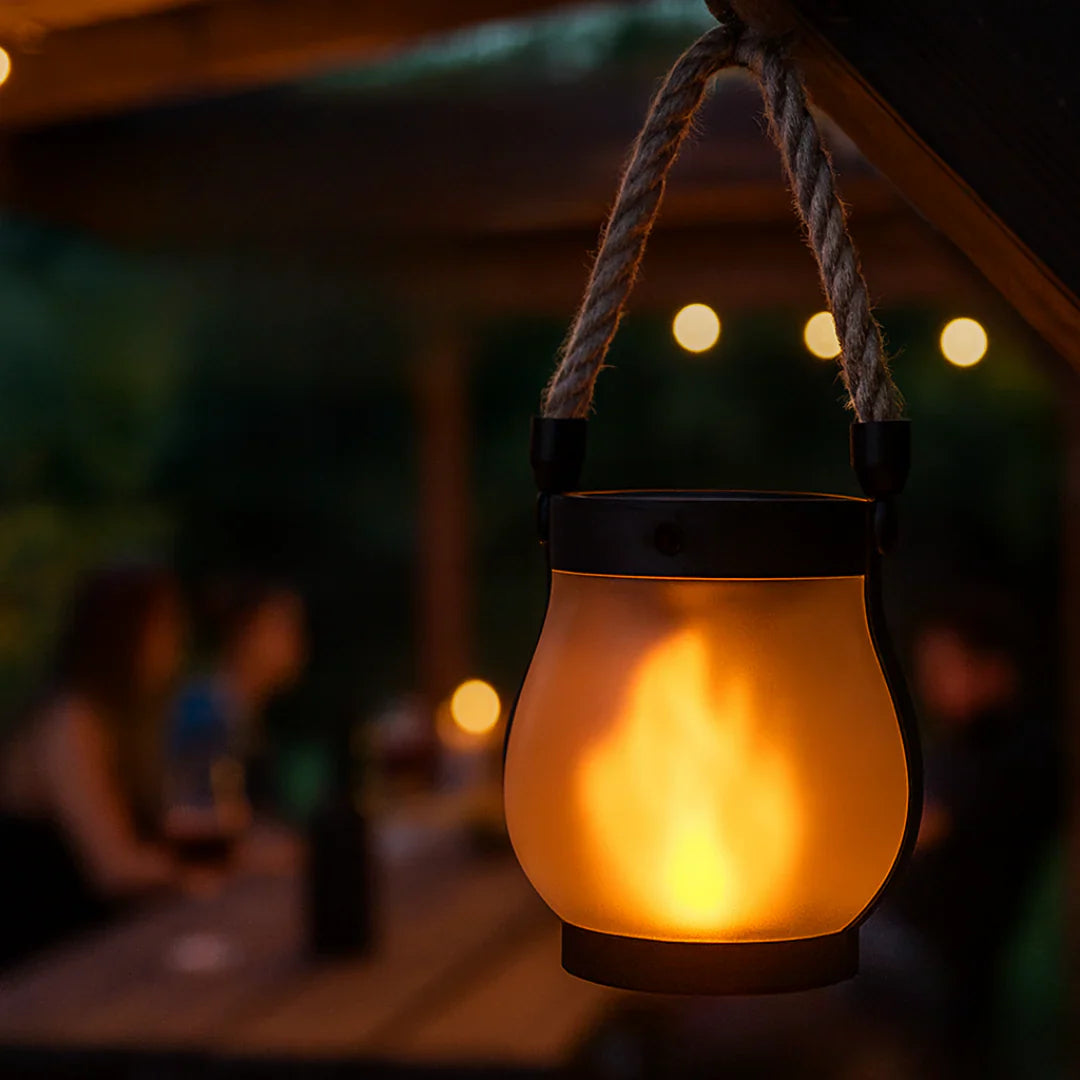 Solar Flame Lantern, 22 LED Lights, 1500 mAh Battery, Type-C Charging