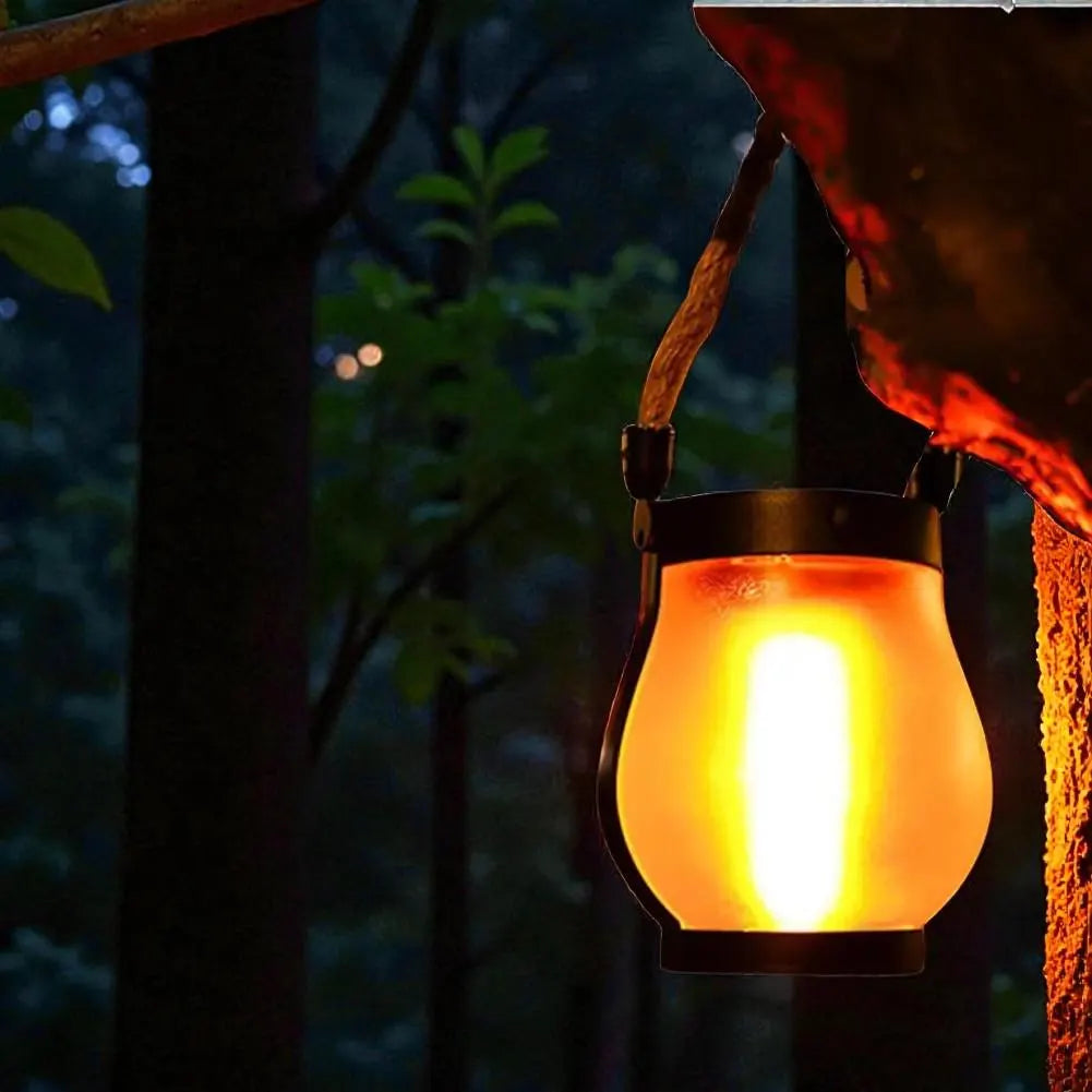Solar Flame Lantern, 22 LED Lights, 1500 mAh Battery, Type-C Charging