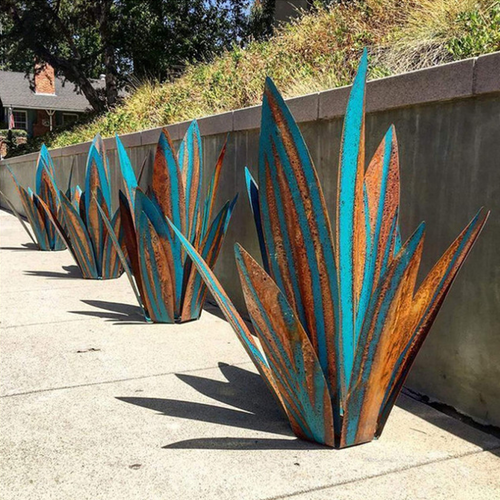 Agave Garden Sculpture, Decorative Accent, Hand Painted Design