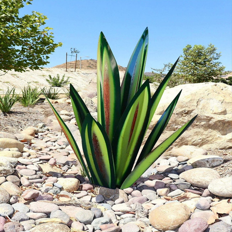 Agave Garden Sculpture, Decorative Accent, Hand Painted Design