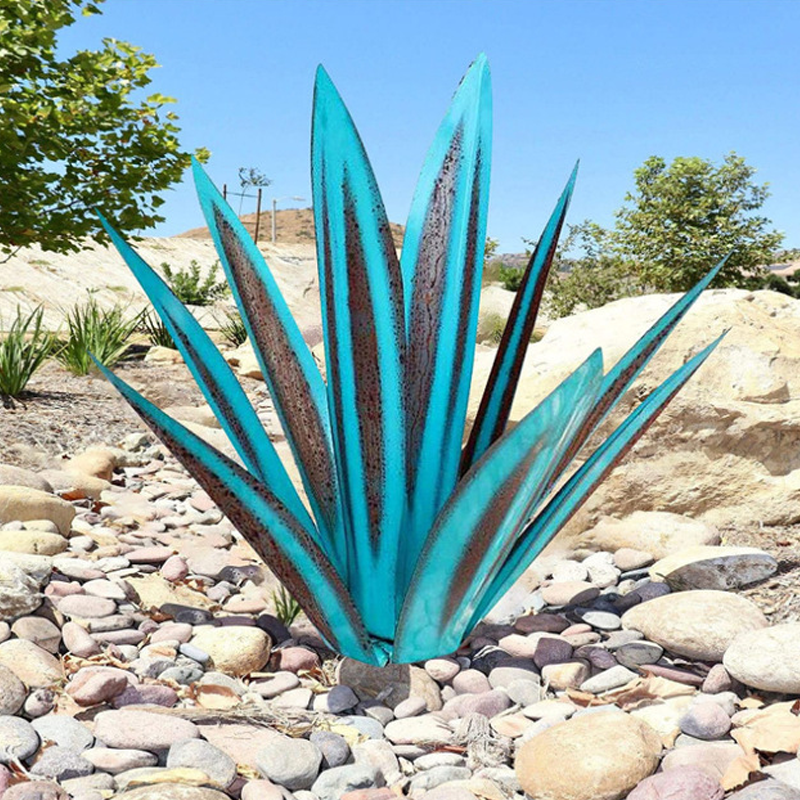 Agave Garden Sculpture, Decorative Accent, Hand Painted Design