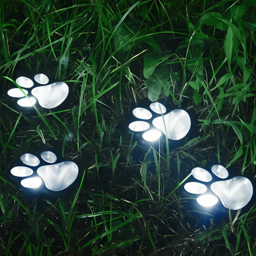 Solar Garden Lights with Paw Print Design – Weatherproof Outdoor LED Pathway Lighting with Automatic Sensor