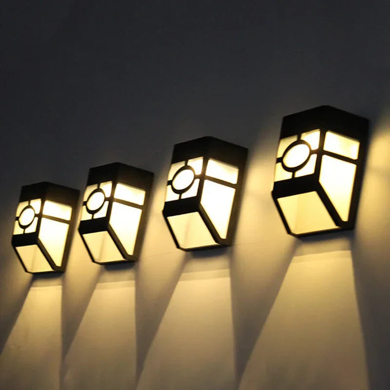 Solar LED Wall Sconce Light Outdoor ABS Waterproof Mesh Diffuser Lighting