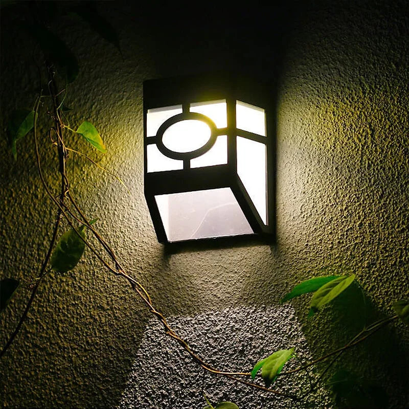 Solar LED Wall Sconce Light Outdoor ABS Waterproof Mesh Diffuser Lighting