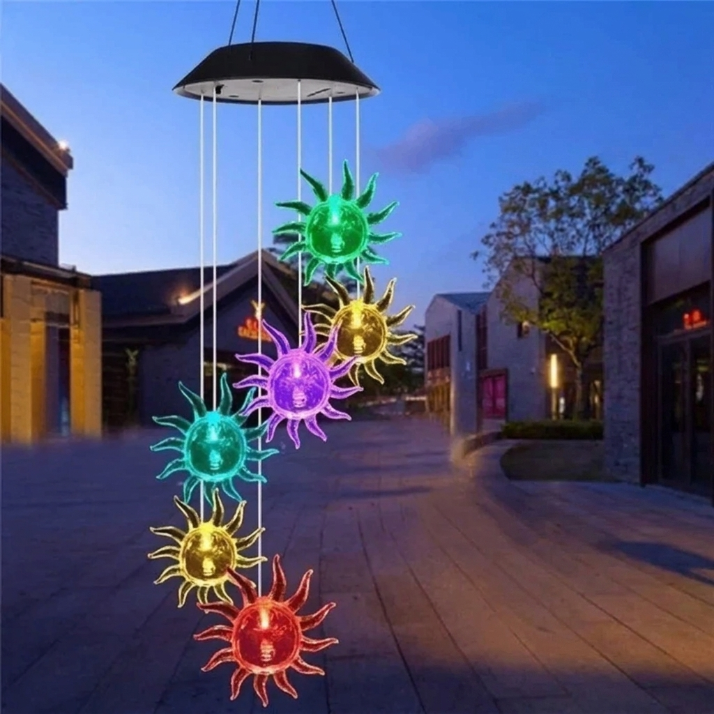 Solar LED Wind Chime Light, Color Changing, Hanging, Waterproof