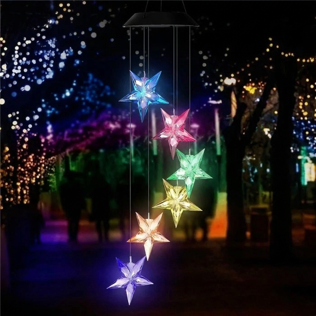 Solar LED Wind Chime Light, Color Changing, Hanging, Waterproof
