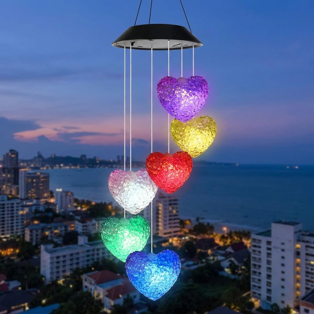 Solar LED Wind Chime Light, Color Changing, Hanging, Waterproof
