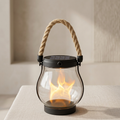 Solar Lantern LED Flame Effect Outdoor Plastic Hemp Rope