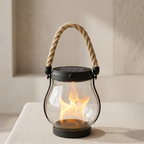 Solar Lantern LED Flame Effect Outdoor Plastic Hemp Rope