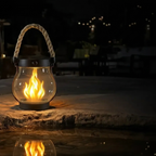 Solar Lantern LED Flame Effect Outdoor Plastic Hemp Rope