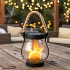 Solar Lantern LED Flame Effect Outdoor Plastic Hemp Rope