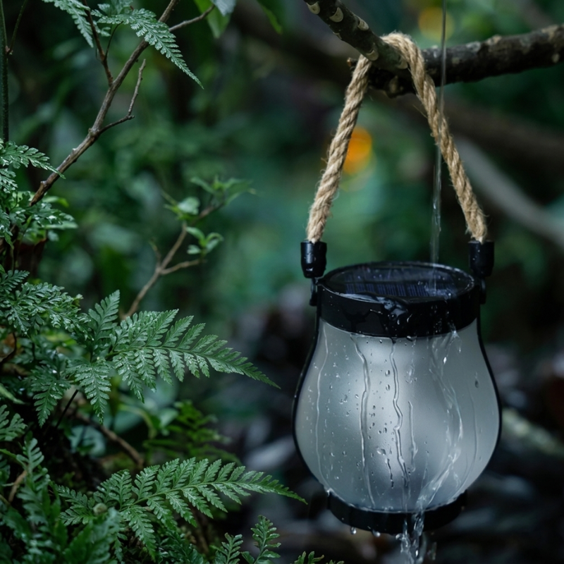 Solar Lantern LED Flame Effect Outdoor Plastic Hemp Rope
