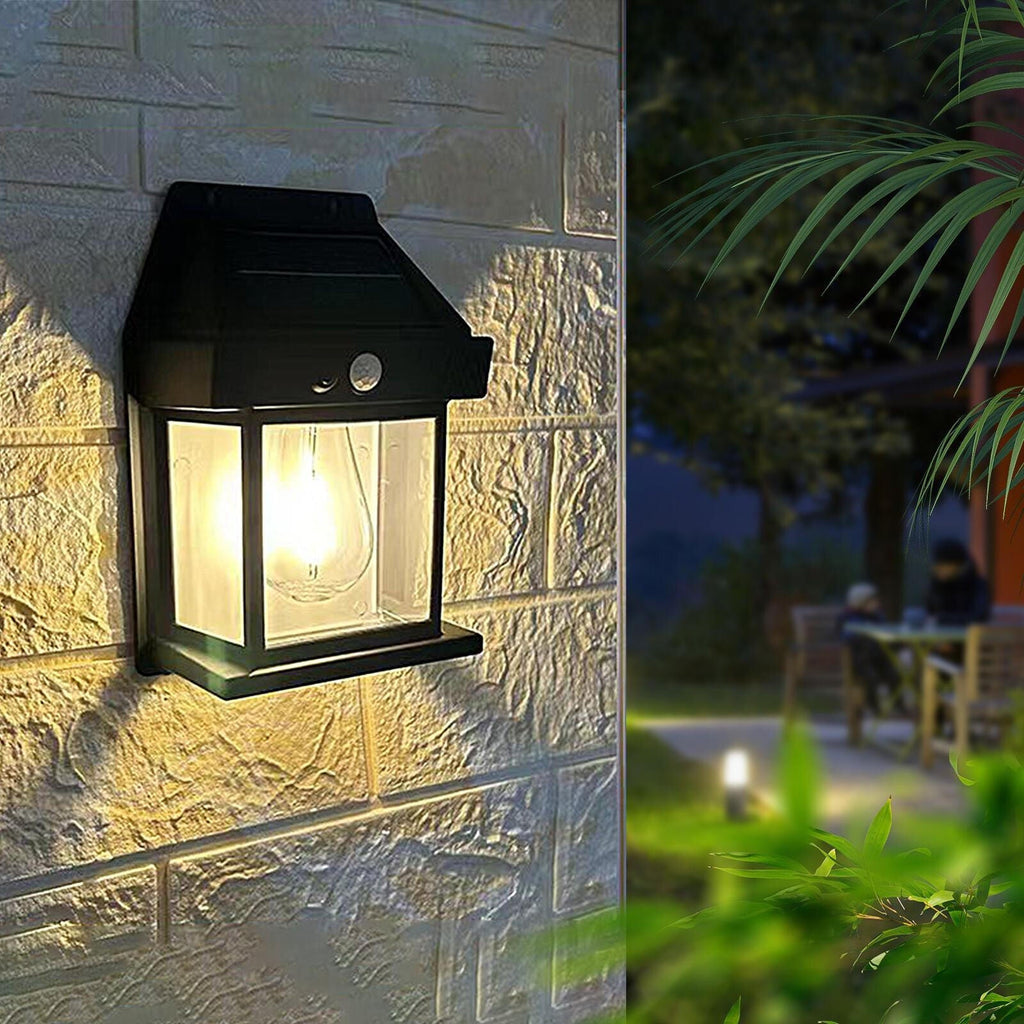 Solar Outdoor Wall Lantern Motion Sensor IP65 Weather Resistant Lighting