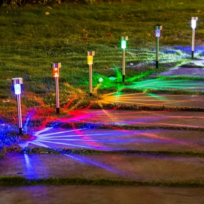 Outdoor LED Fairy Lights Solar Powered Stainless Steel Automatic On Off, Set of 10