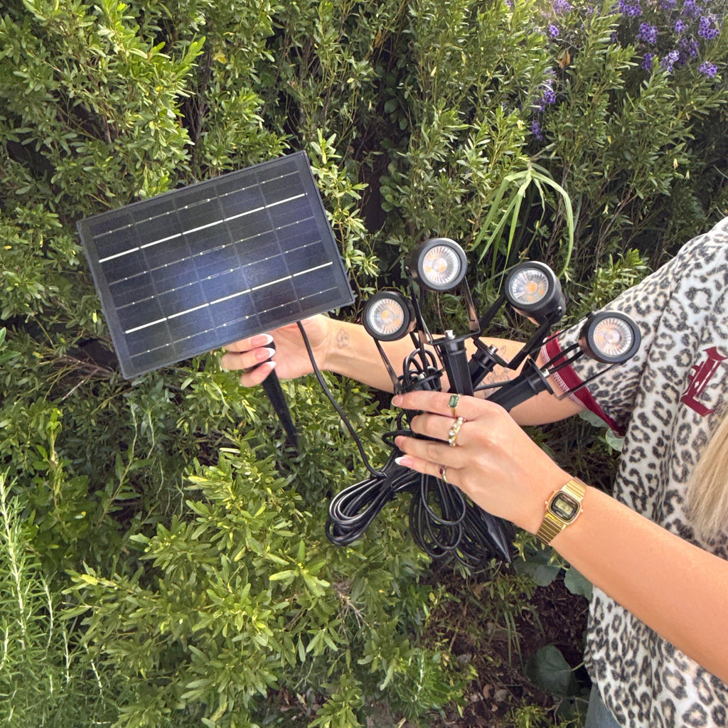 Solar Spotlight Pack LED Outdoor Lighting Weatherproof with Ground Stakes