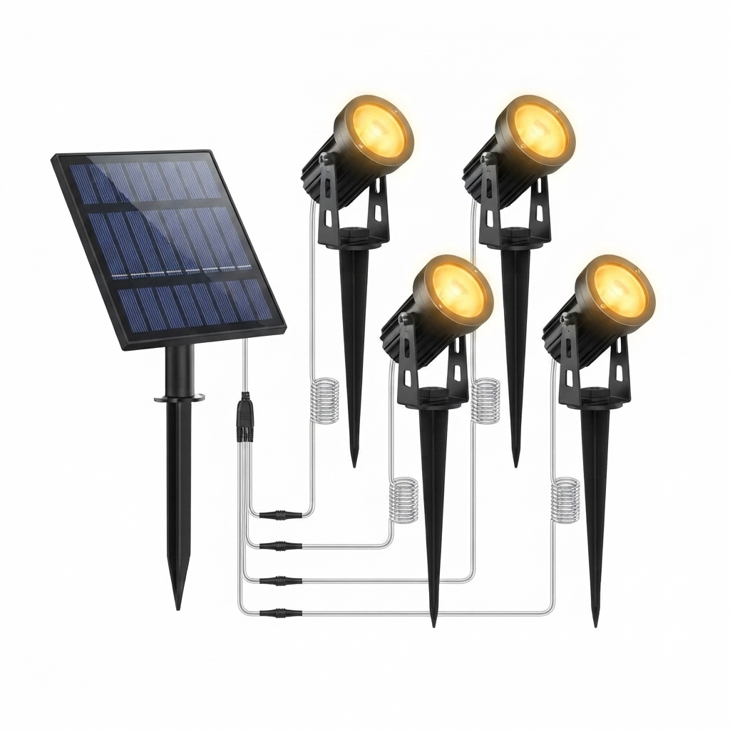 Solar Spotlight Pack LED Outdoor Lighting Weatherproof with Ground Stakes