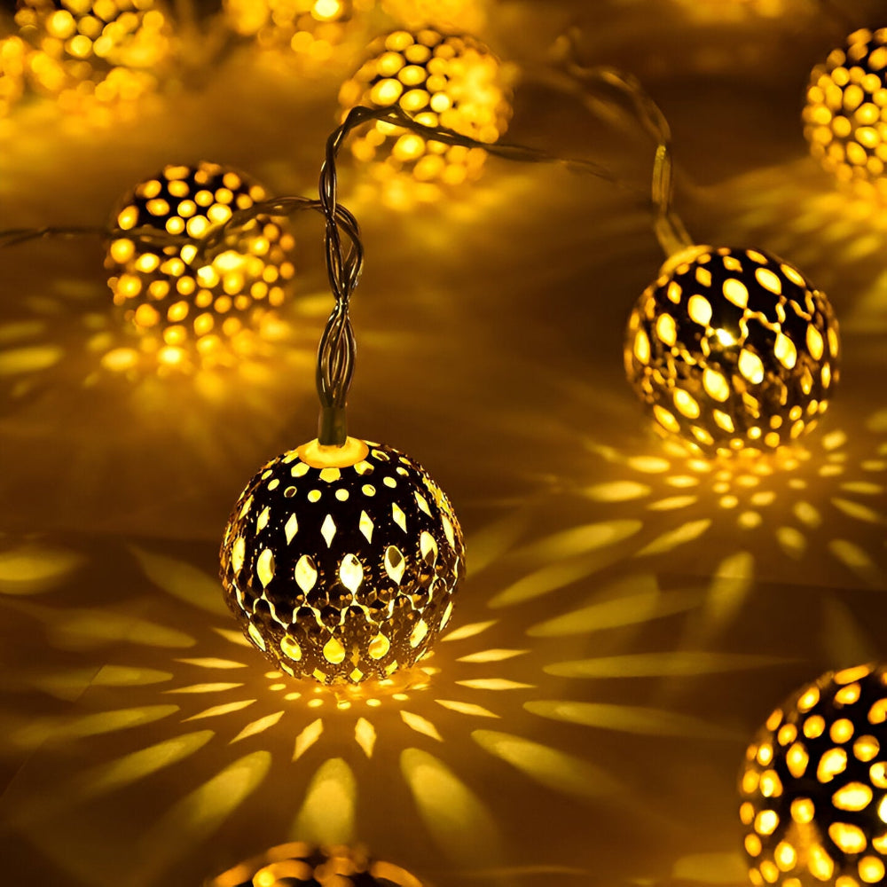 Solar String Lights LED Wrought Iron IP65 Waterproof Warm Light