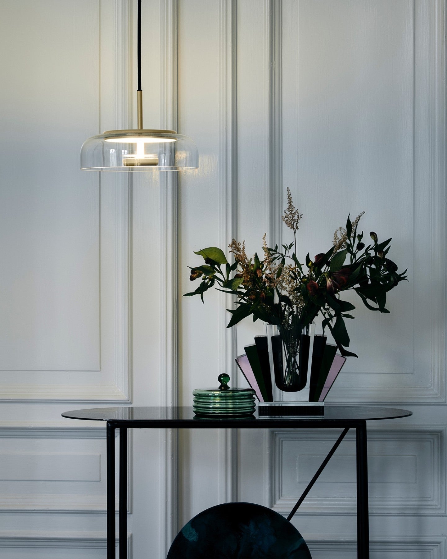 Solara: Pendant Light made of Brass & Glass with Integrated LED – for Dining Room & Living Room