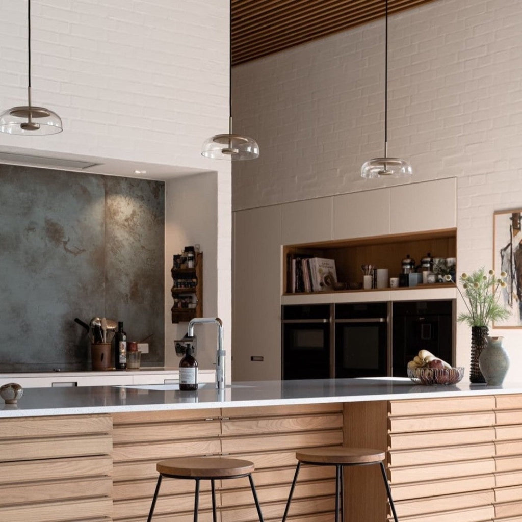 Solara: Pendant Light made of Brass & Glass with Integrated LED – for Dining Room & Living Room