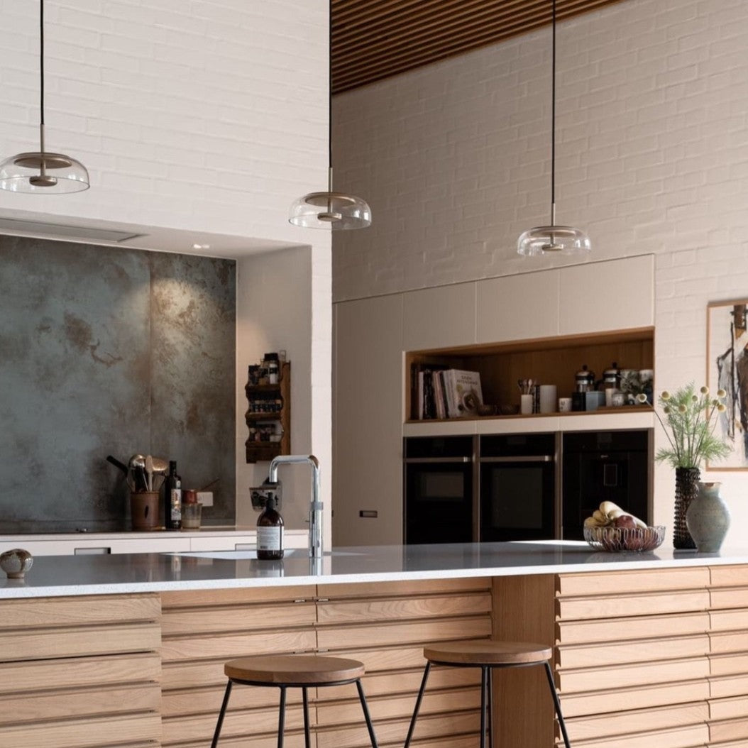 Solara: Pendant Light made of Brass & Glass with Integrated LED – for Dining Room & Living Room
