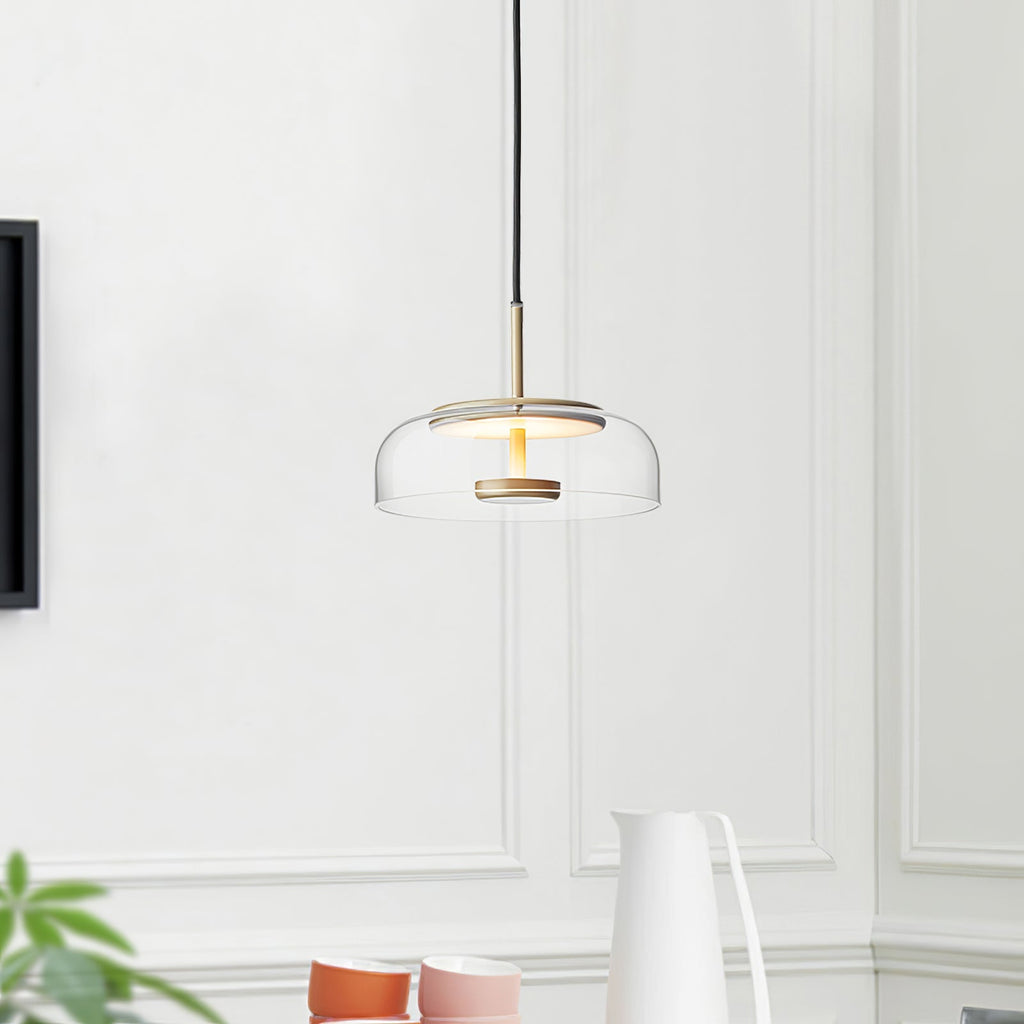 Solara: Pendant Light made of Brass & Glass with Integrated LED – for Dining Room & Living Room