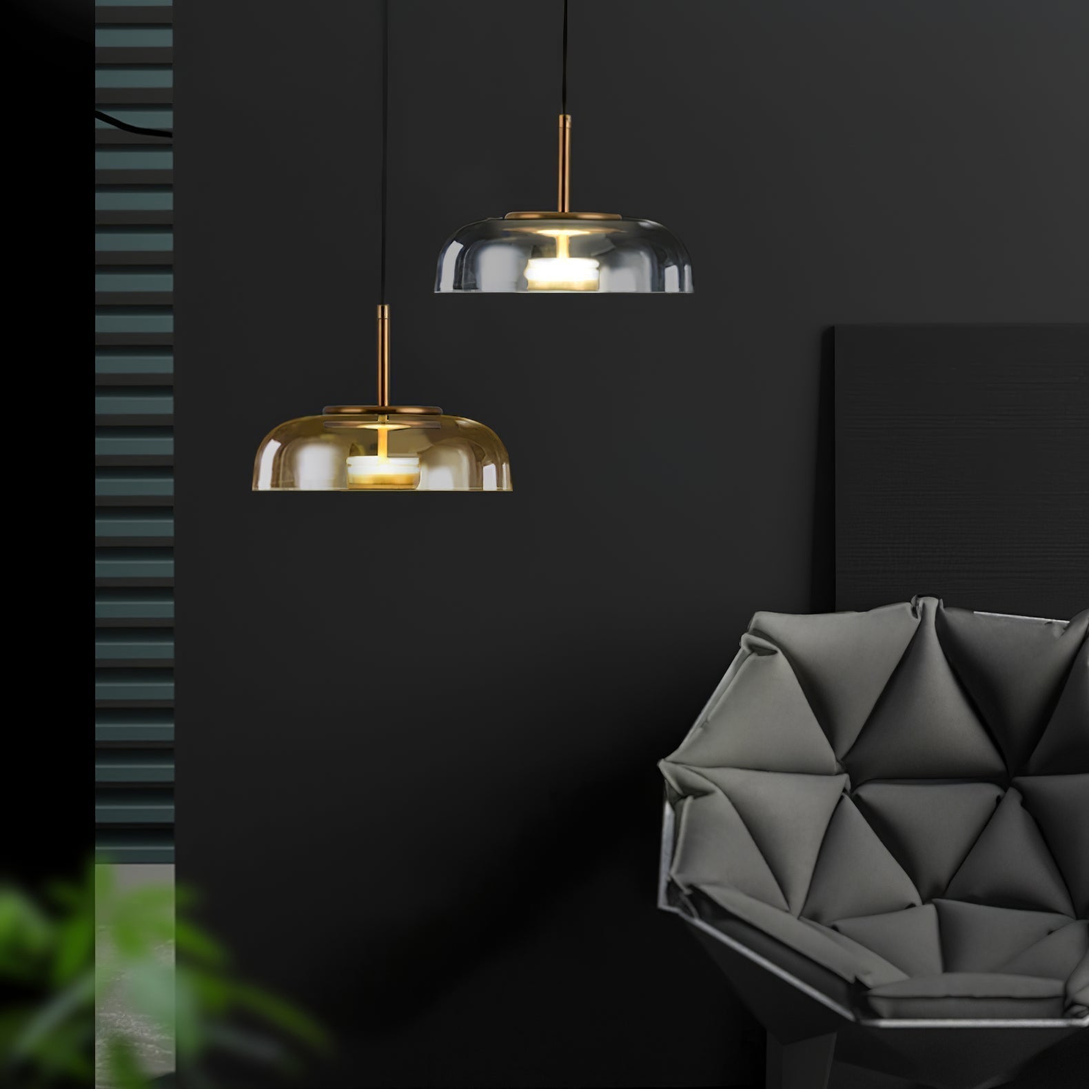 Solara: Pendant Light made of Brass & Glass with Integrated LED – for Dining Room & Living Room