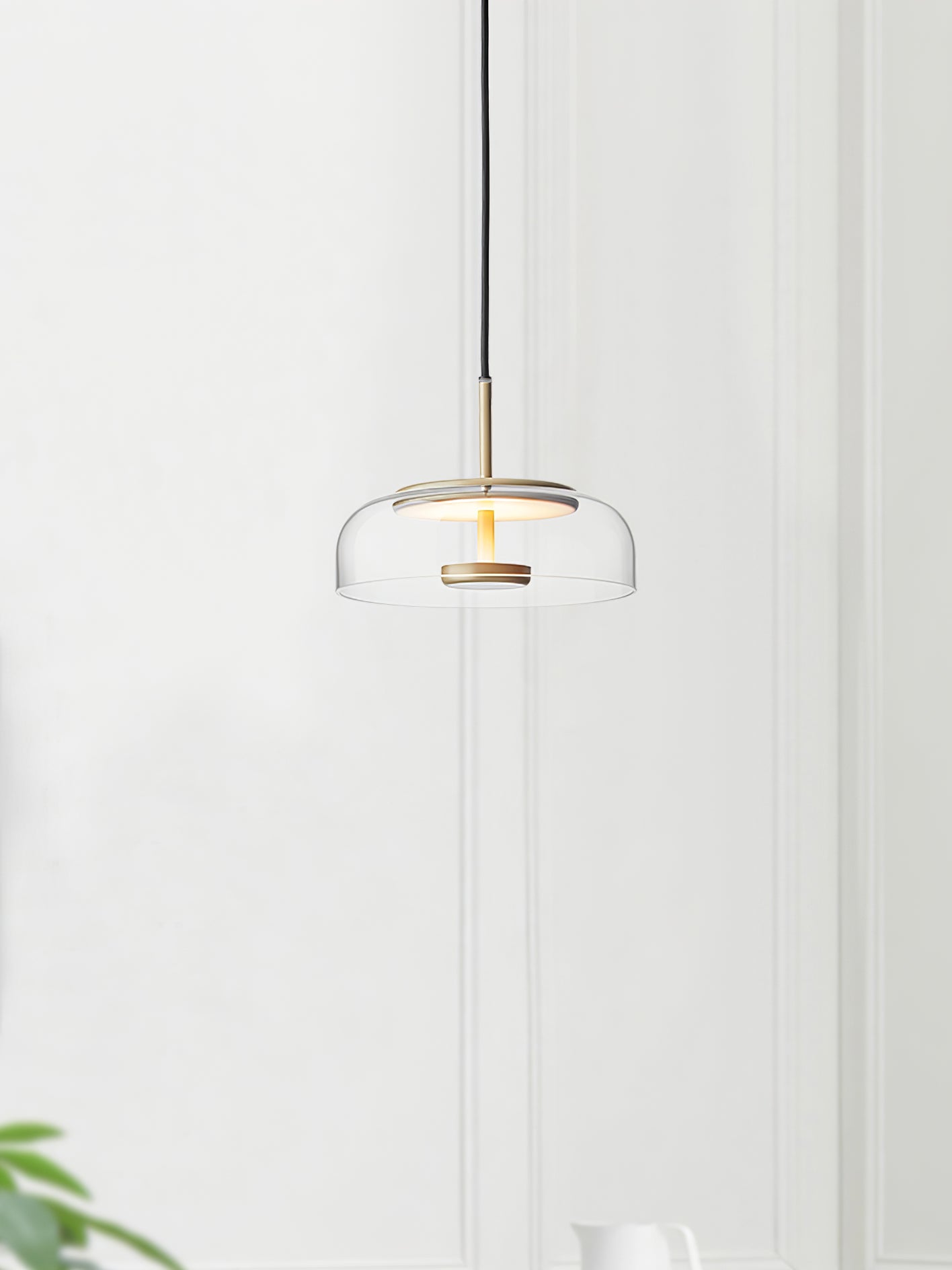 Solara: Pendant Light made of Brass & Glass with Integrated LED – for Dining Room & Living Room