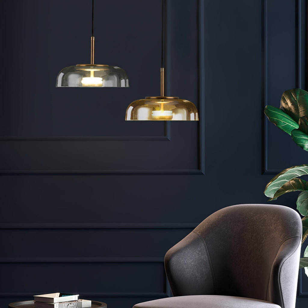 Solara: Pendant Light made of Brass & Glass with Integrated LED – for Dining Room & Living Room