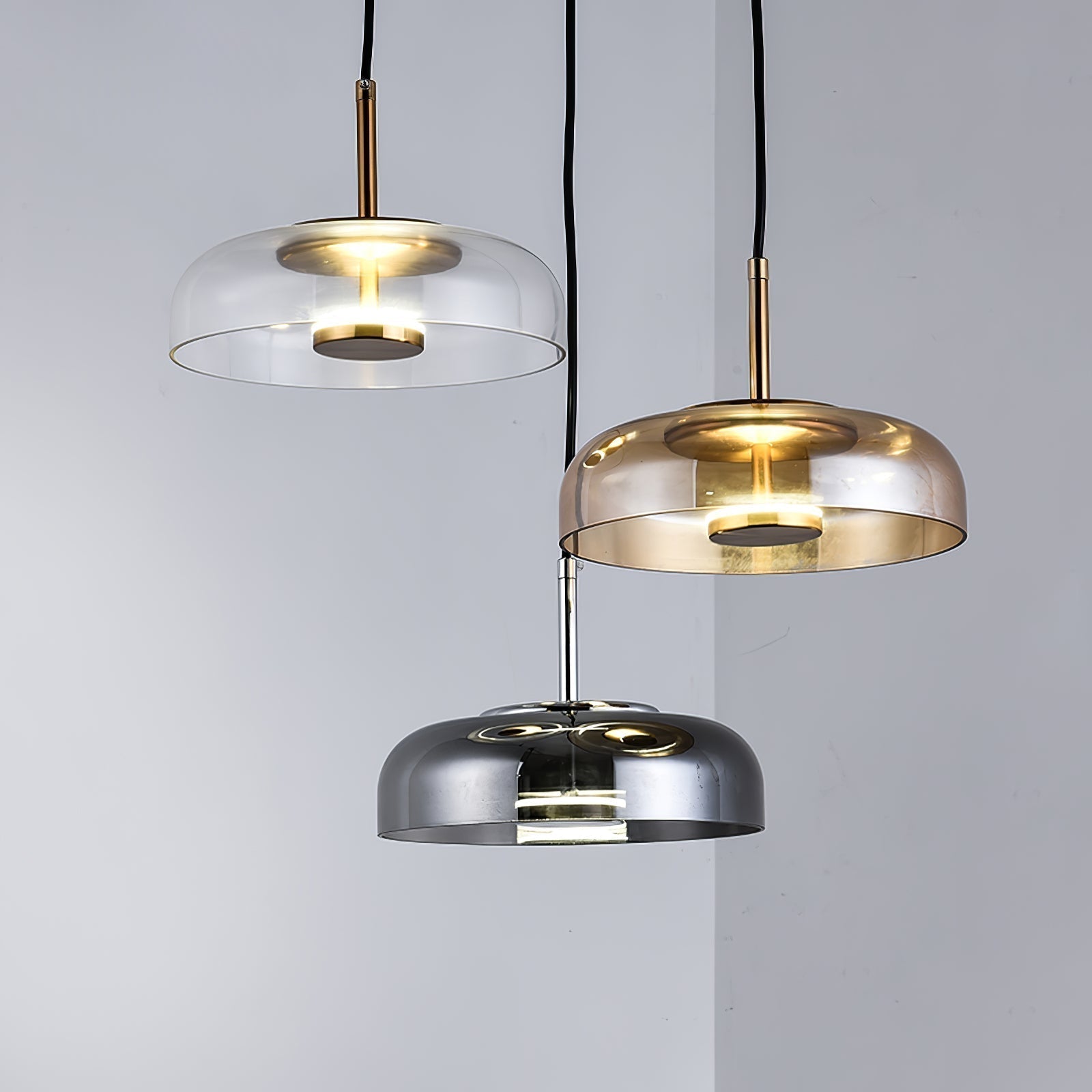 Solara: Pendant Light made of Brass & Glass with Integrated LED – for Dining Room & Living Room