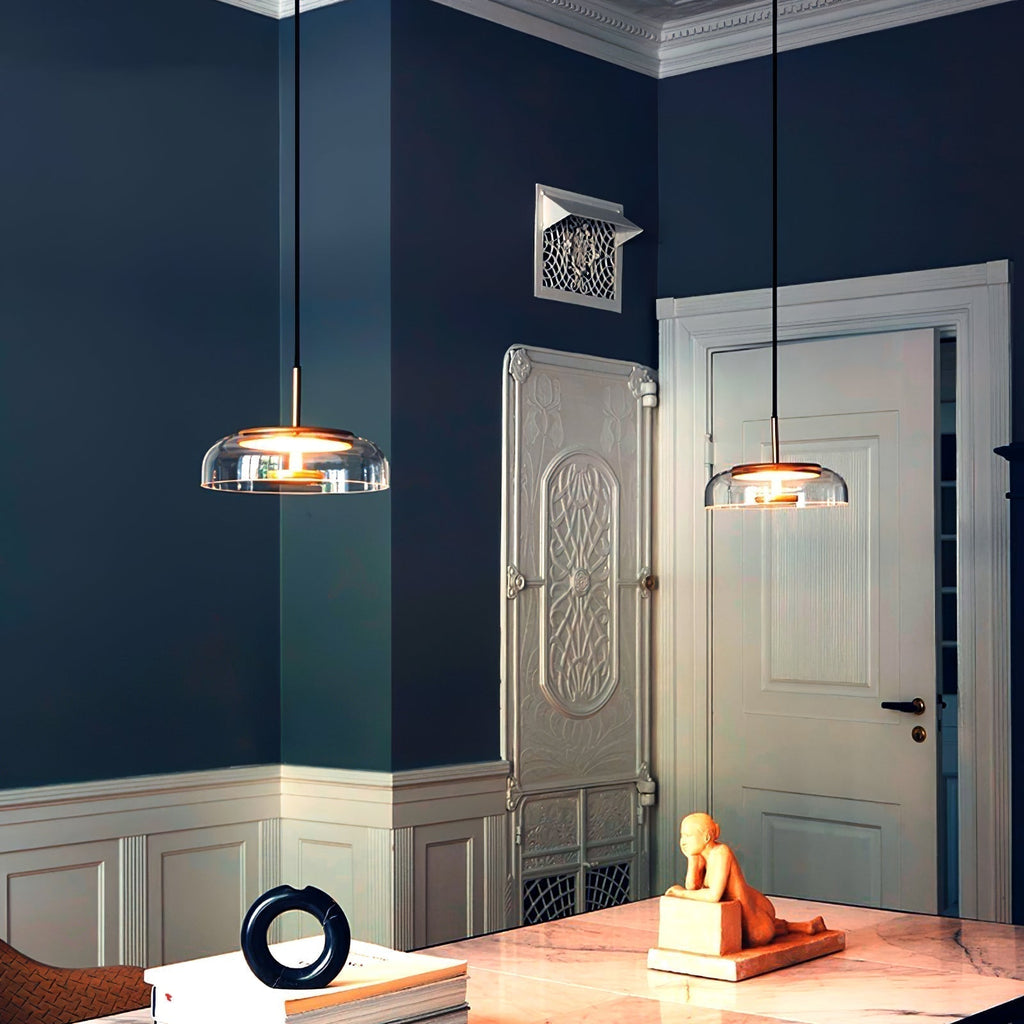 Solara: Pendant Light made of Brass & Glass with Integrated LED – for Dining Room & Living Room