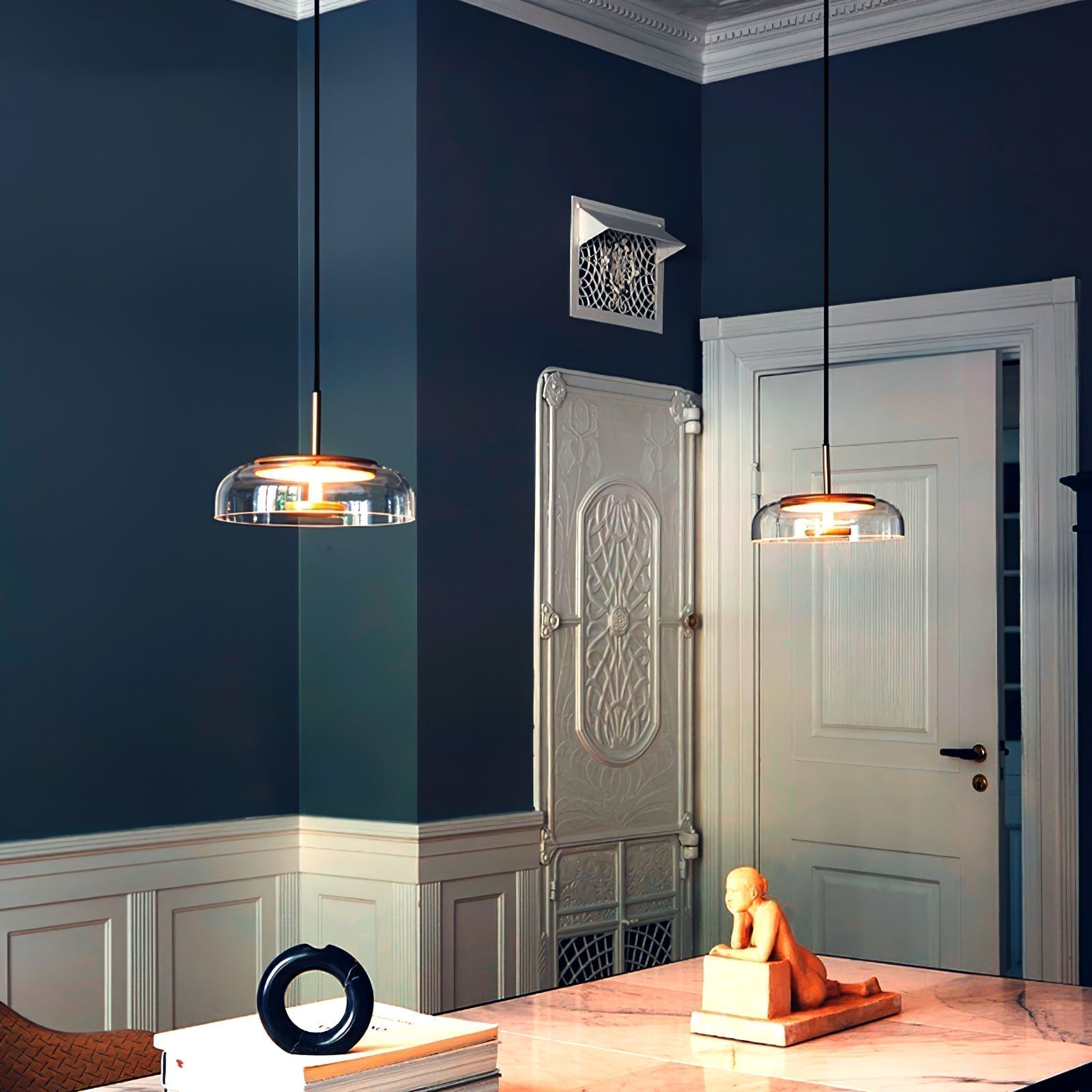 Solara: Pendant Light made of Brass & Glass with Integrated LED – for Dining Room & Living Room