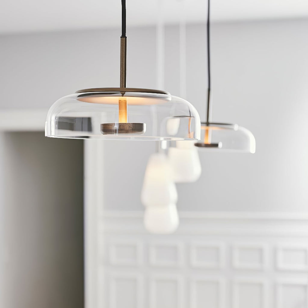 Solara: Pendant Light made of Brass & Glass with Integrated LED – for Dining Room & Living Room