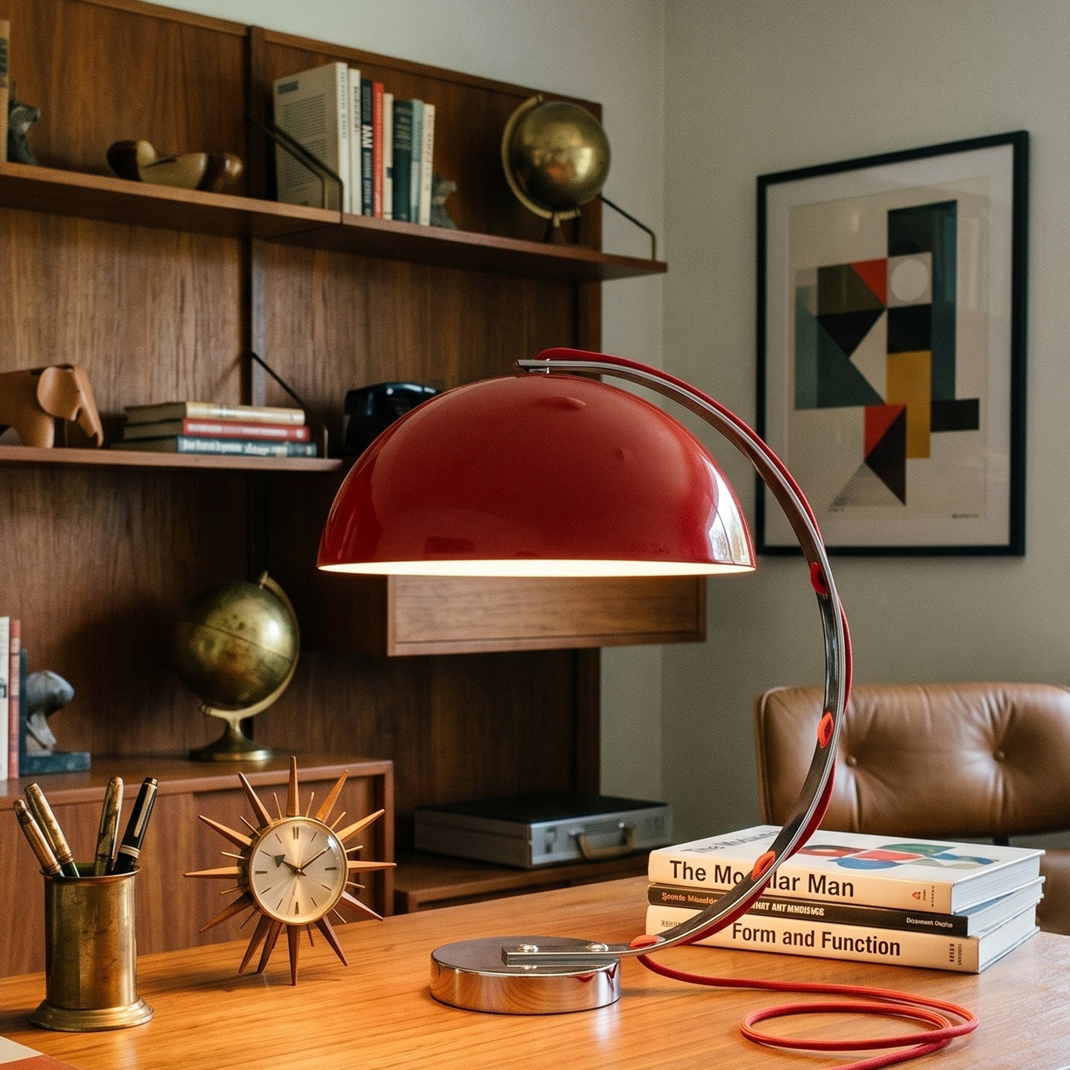 Retro Arc Table Lamp, C-Shaped Chrome Arch