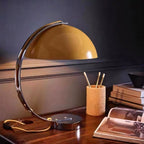 Retro Arc Table Lamp, C-Shaped Chrome Arch