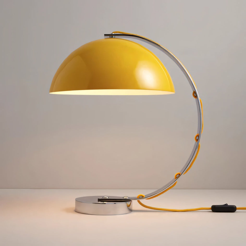 Retro Arc Table Lamp, C-Shaped Chrome Arch