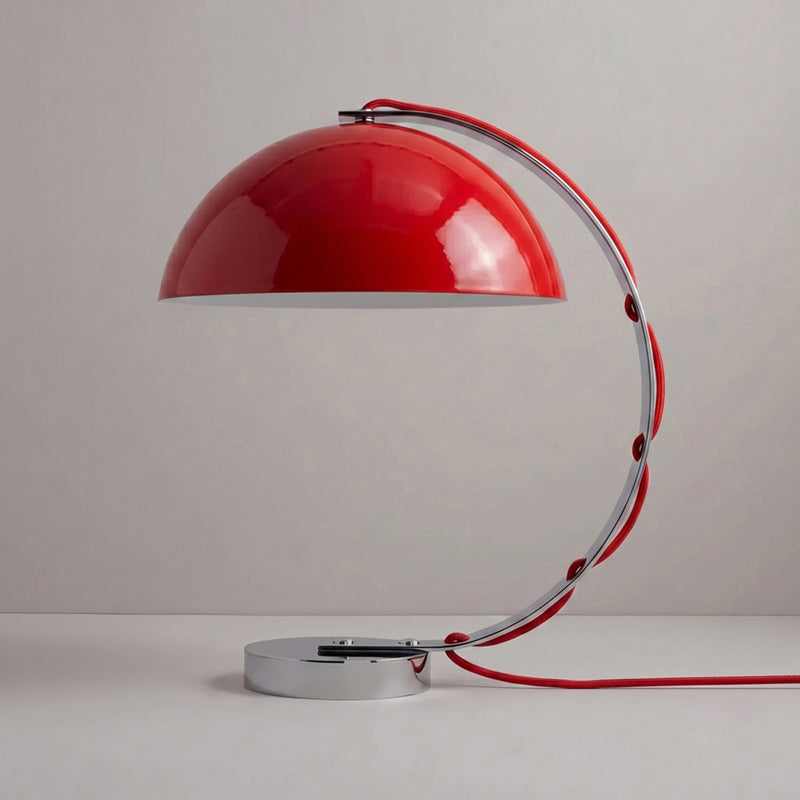 Retro Arc Table Lamp, C-Shaped Chrome Arch