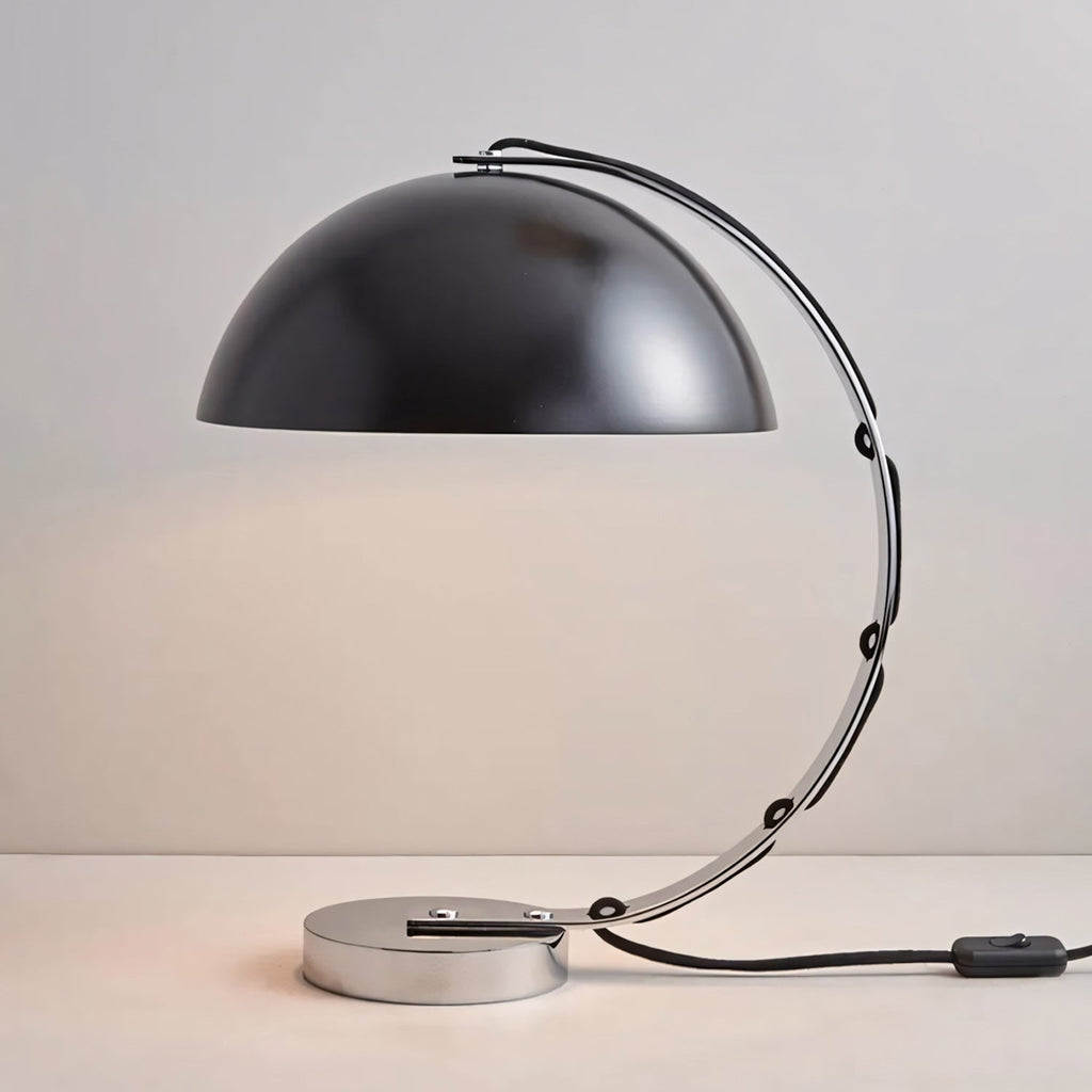 Retro Arc Table Lamp, C-Shaped Chrome Arch