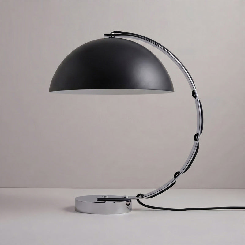 Retro Arc Table Lamp, C-Shaped Chrome Arch