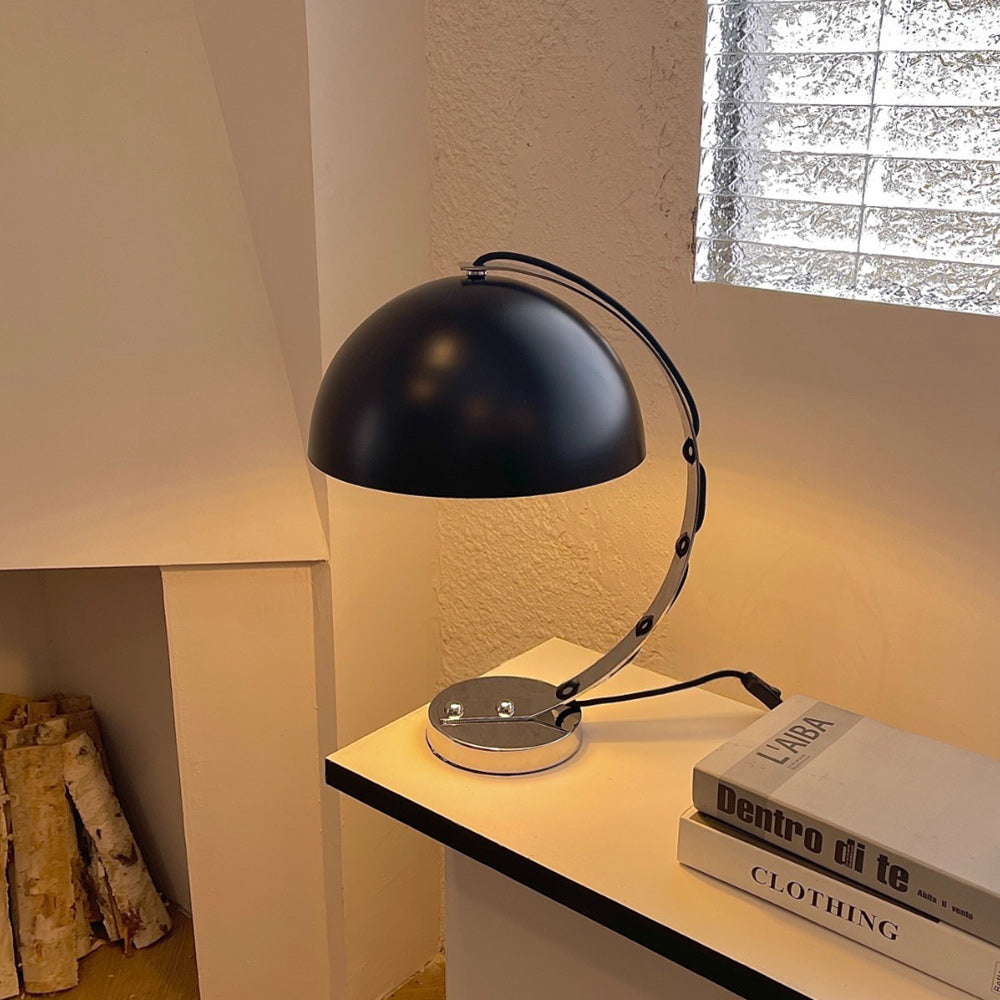 Retro Arc Table Lamp, C-Shaped Chrome Arch