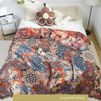 SoleaFlair: Cotton blankets in floral jacquard pattern with soft texture – for sofa & living area
