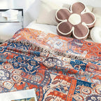 SoleaFlair: Cotton blankets in floral jacquard pattern with soft texture – for sofa & living area