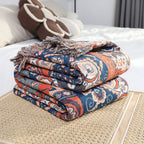 SoleaFlair: Cotton blankets in floral jacquard pattern with soft texture – for sofa & living area