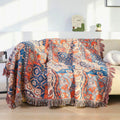 SoleaFlair: Cotton blankets in floral jacquard pattern with soft texture – for sofa & living area