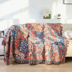 SoleaFlair: Cotton blankets in floral jacquard pattern with soft texture – for sofa & living area