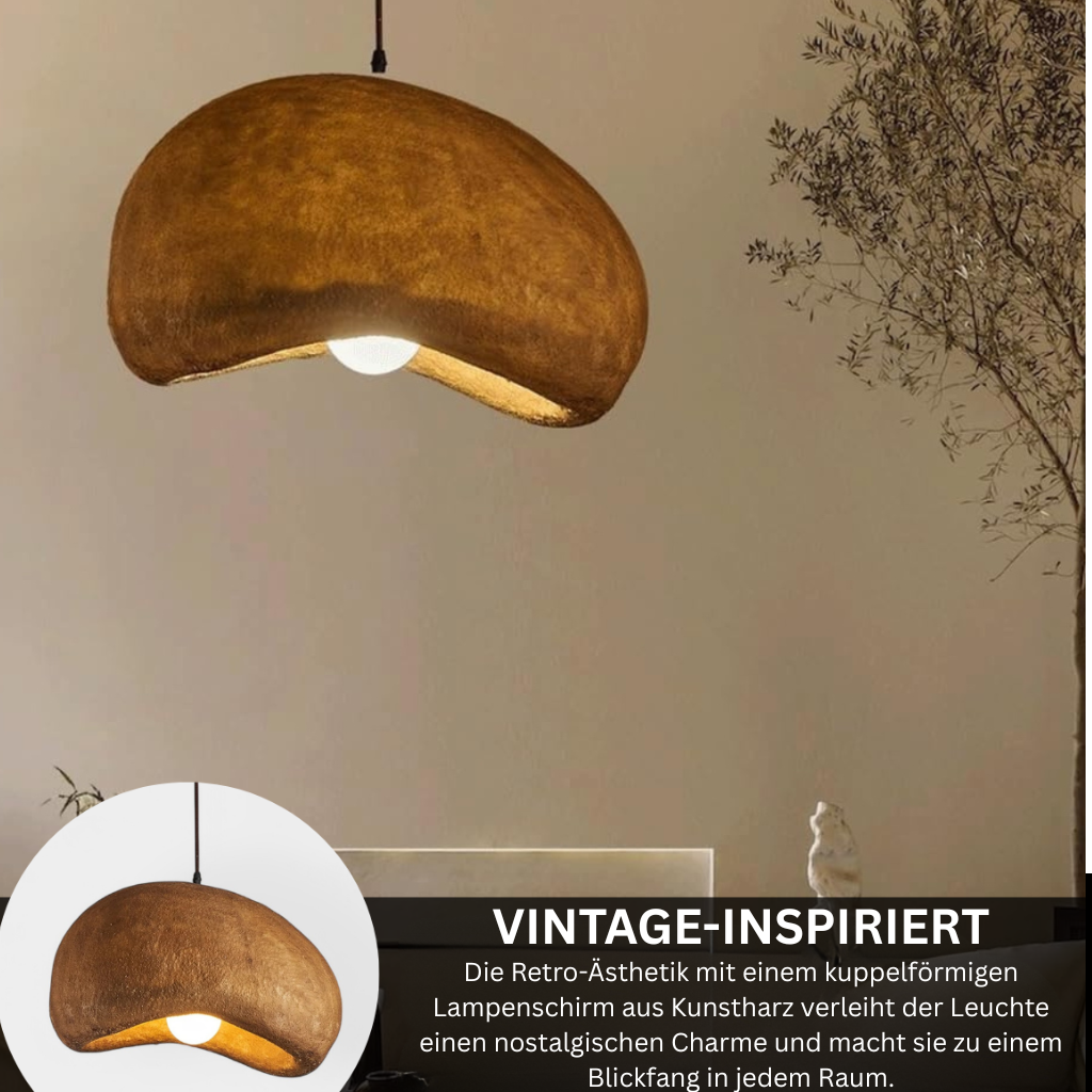 SoléaForma: Round Pendant Light in Natural Structure Look with Warm White Light – for Dining Room & Living Space