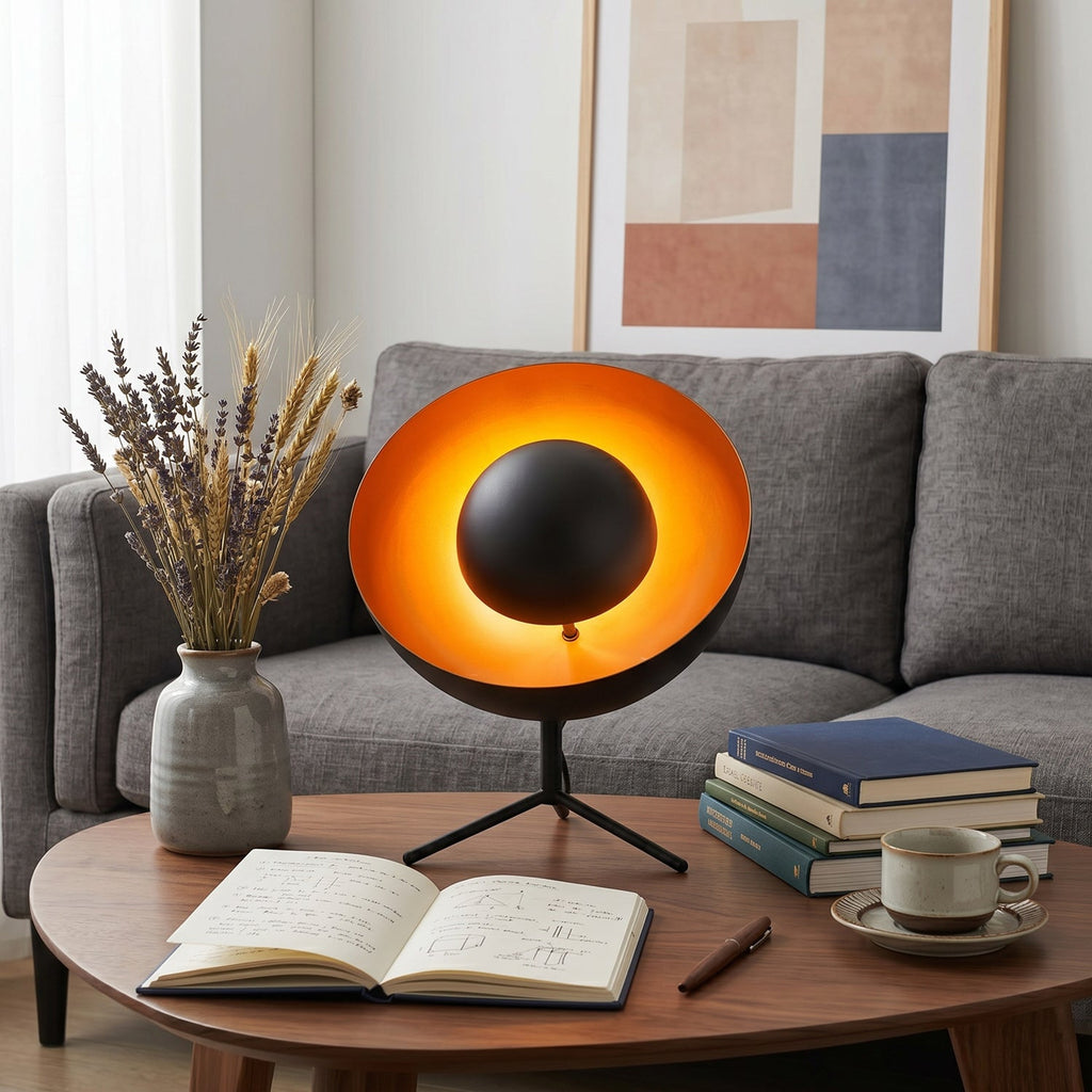 Tripod Table Lamp, Sand Black & Gold Interior
