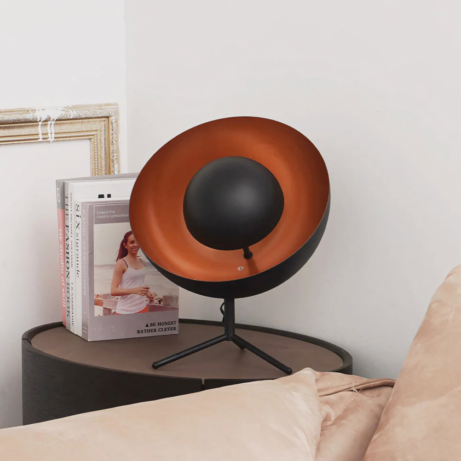 Tripod Table Lamp, Sand Black & Gold Interior