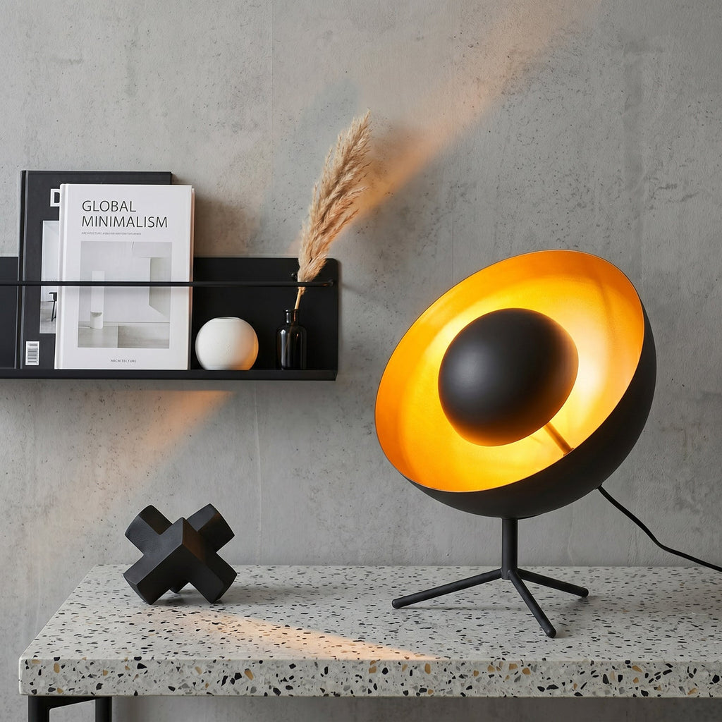 Tripod Table Lamp, Sand Black & Gold Interior