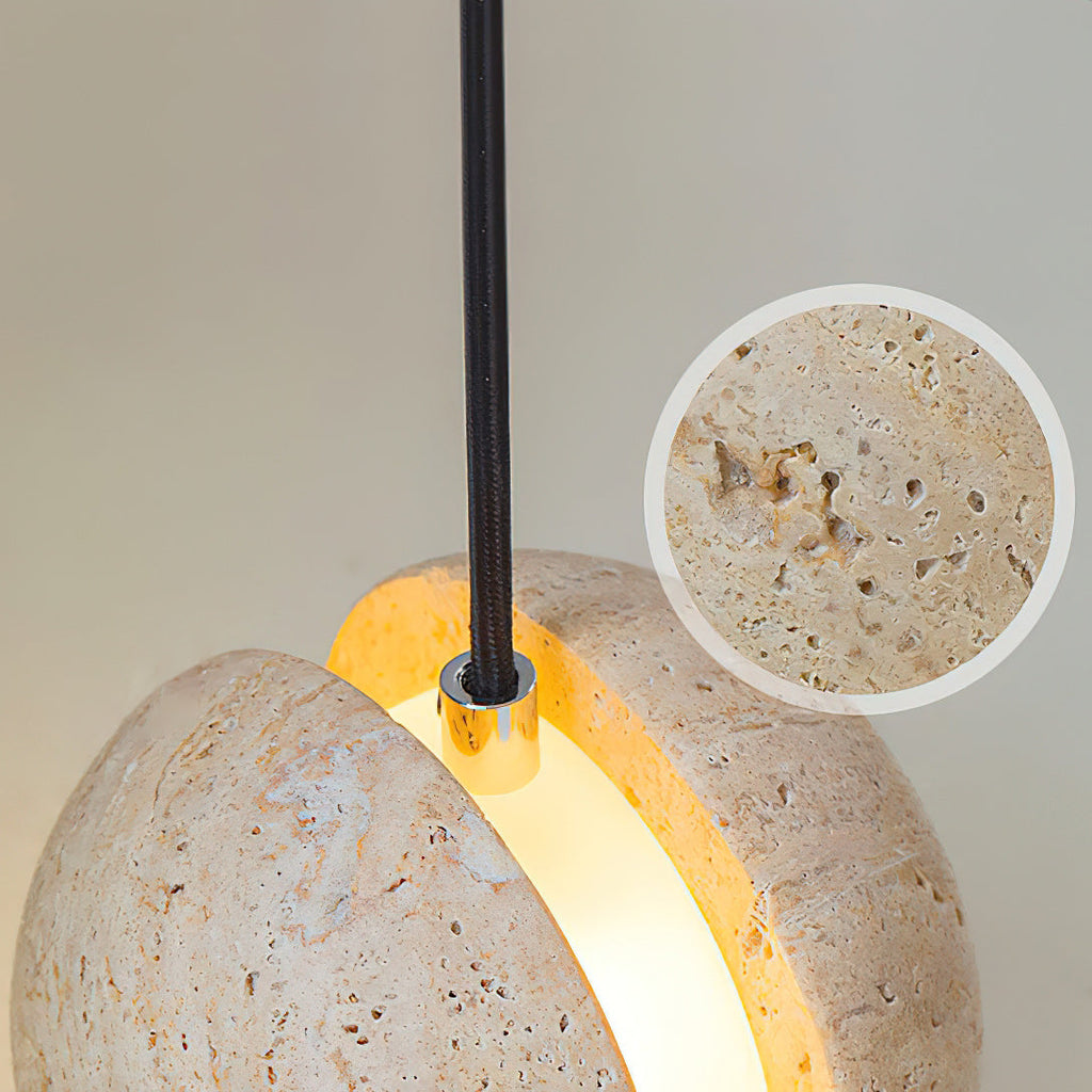 Yellow Travertine Pendant Lamp, Wabi-Sabi